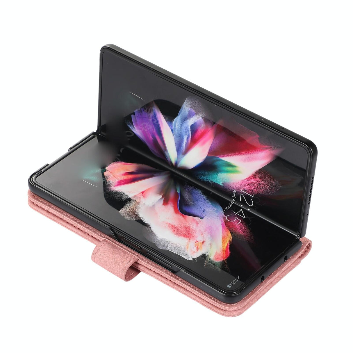 For Samsung Galaxy Z Fold4 5G Leather Phone Case With Pen Slot - Horizontal Flip - Black