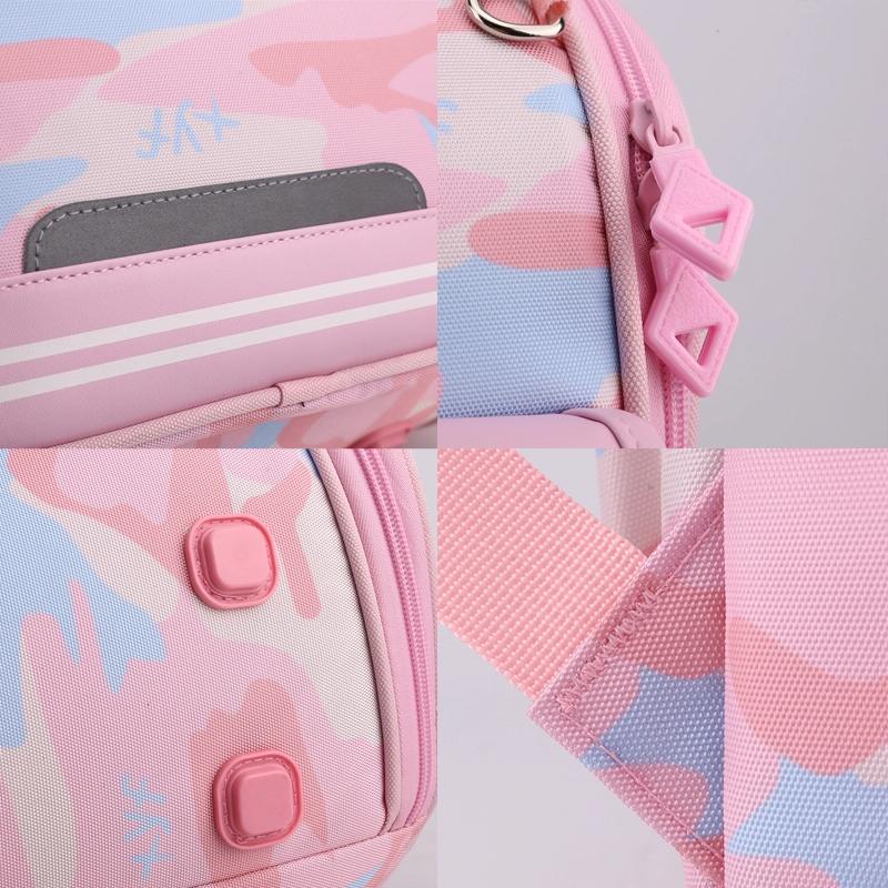 Double School Backpack for Girls - Gray Purple