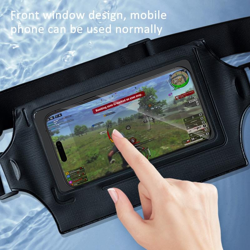 Waterproof Waist Bag For Mobile Phone And Sports - Gray Blue