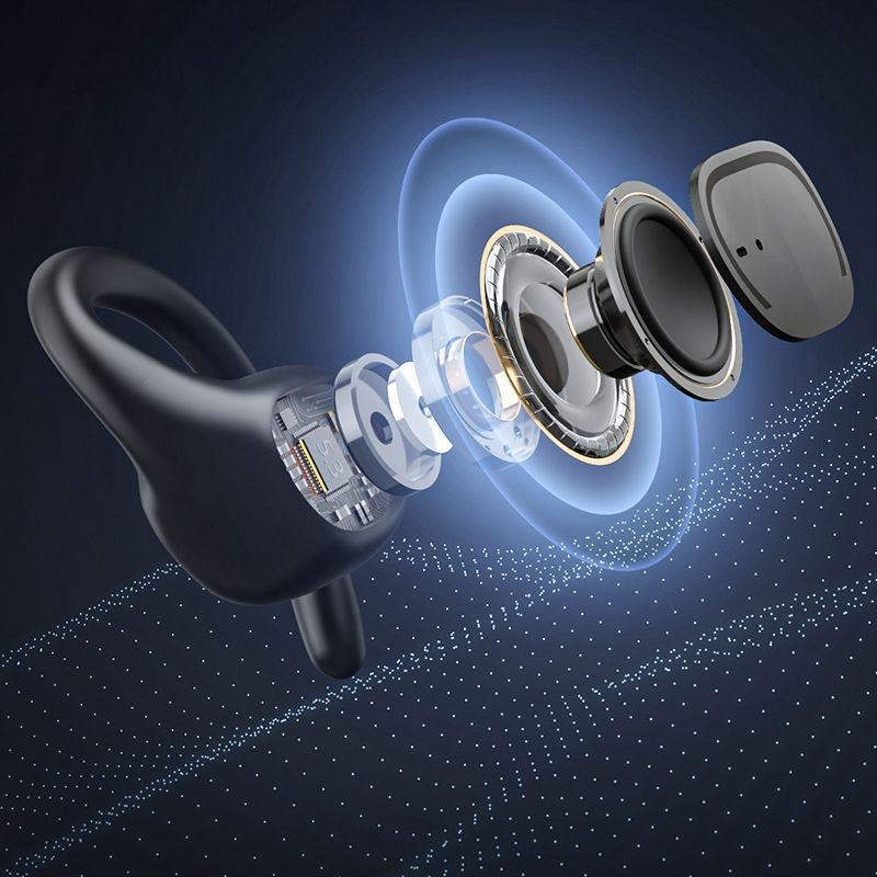 Waterproof Wireless Sports Bluetooth Earphones with Led Display - Black