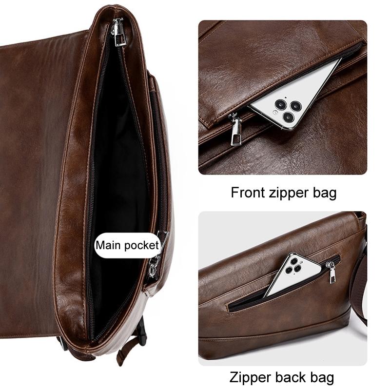 Large Capacity Waterproof Men Crossbody Bag - Brown