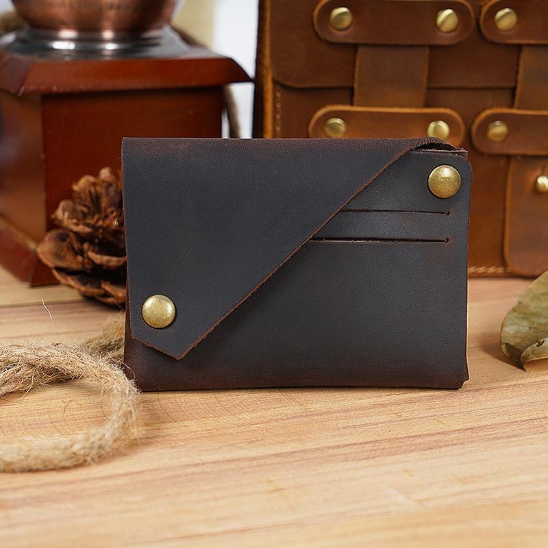 Leather Card Holder For Bank Cards Black - Yellow Brown