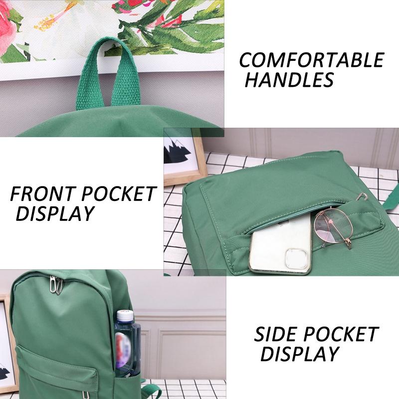 Simple Women Travel Backpack Solid Colour - Green