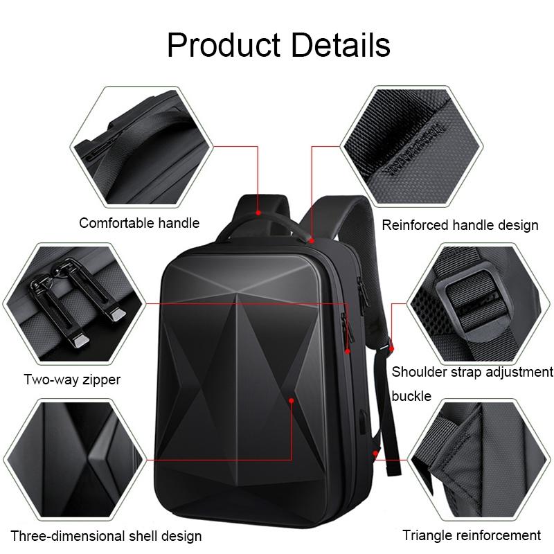 Waterproof Laptop Backpack with Usb Port - Large Capacity - Black