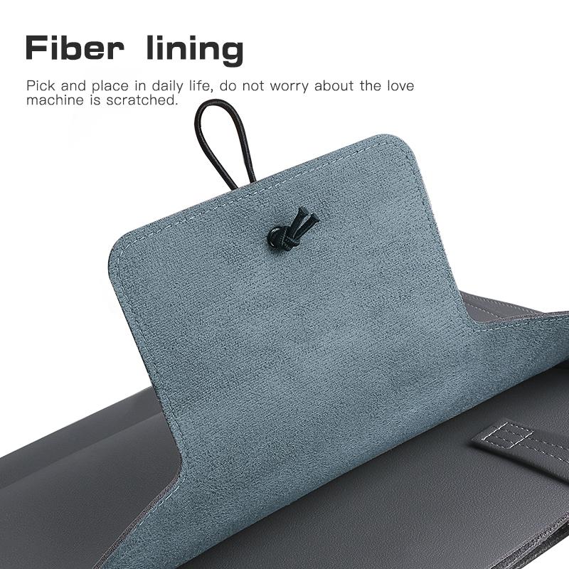 Portable Laptop Inner Bag with Elastic Thread Button - Brown