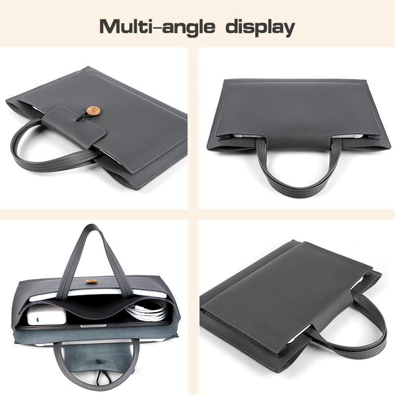 Portable Laptop Inner Bag with Elastic Thread Button - Brown