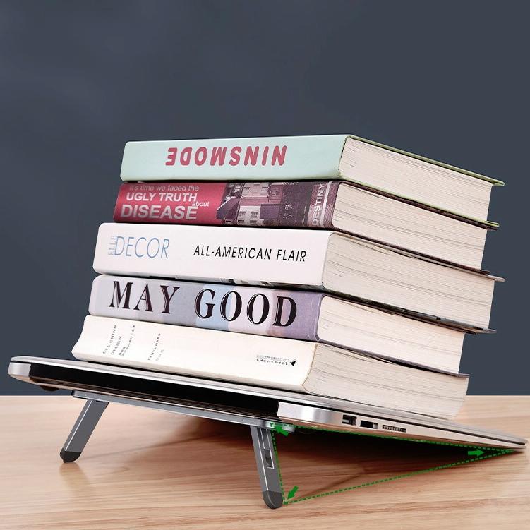 Foldable Laptop Stand with Fan and Heater - Portable and Adjustable - Gray