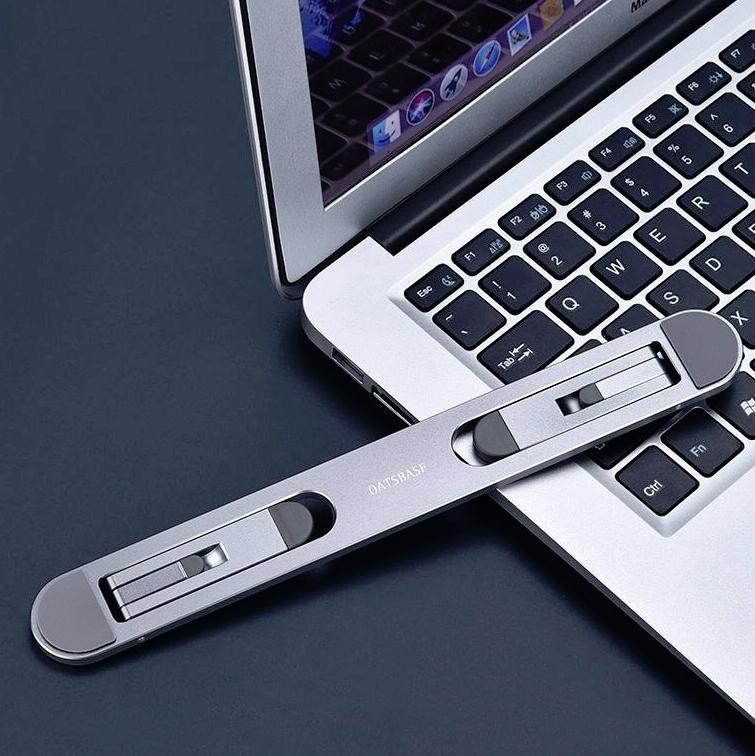 Foldable Laptop Stand with Fan and Heater - Portable and Adjustable - Gray