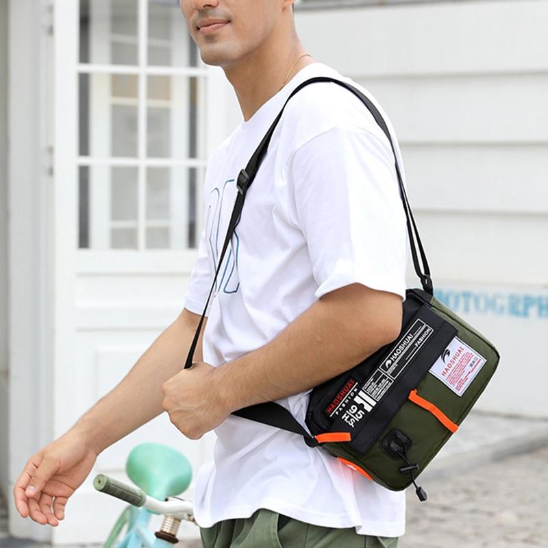 Waterproof Nylon Shoulder Bag For Men Outdoor Sports Leisure Gear - Black