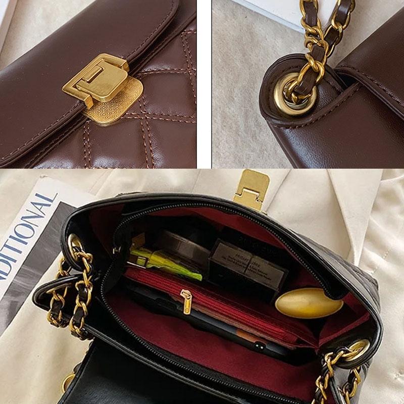 Versatile Rhombic Chain Crossbody Bag For Women - Black