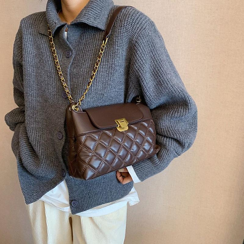 Versatile Rhombic Chain Crossbody Bag For Women - Black