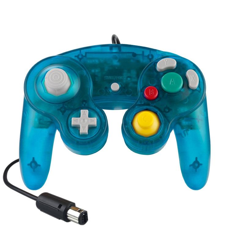 5 Piece Wired Game Controller for Nintendo Ngc - Transparent Blue