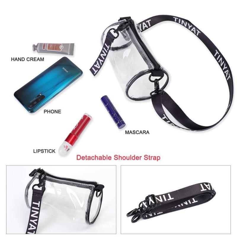 Transparent Pvc Mini Messenger Bag For Women - Black