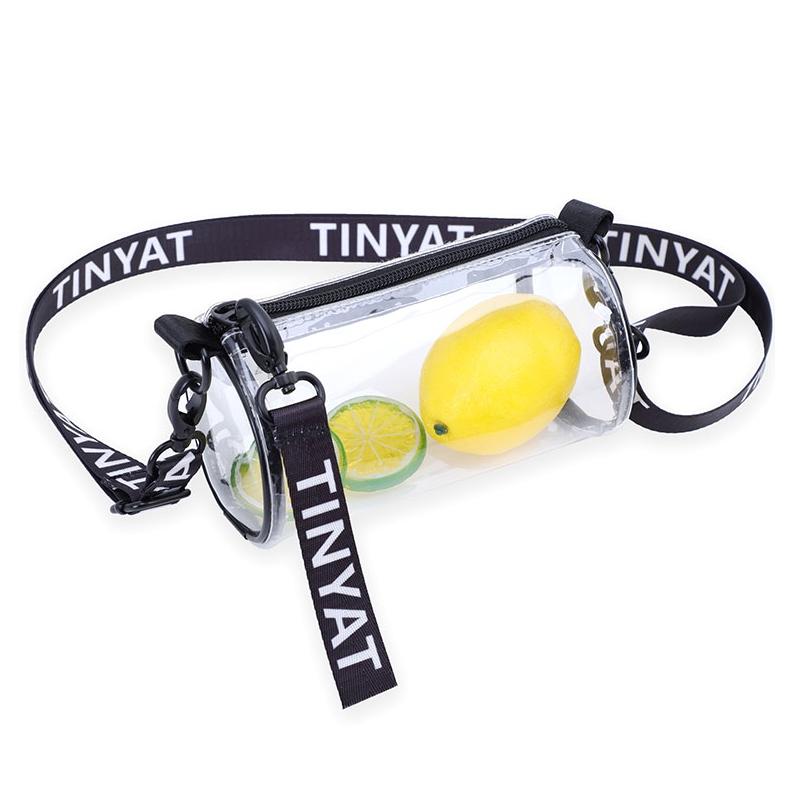 Transparent Pvc Mini Messenger Bag For Women - Black