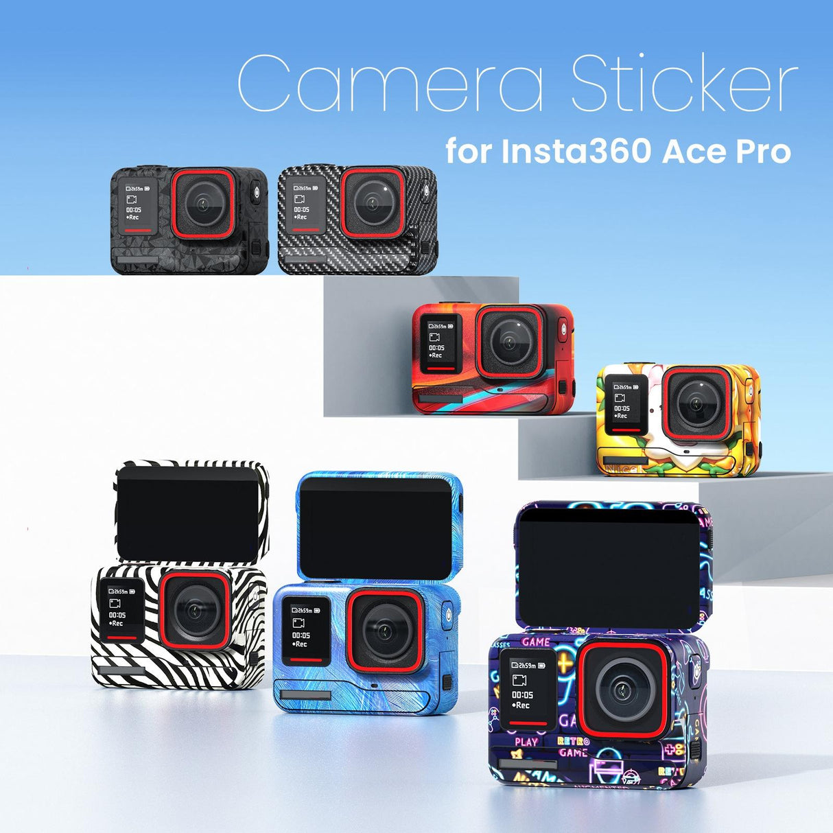 Sports Camera Accessories for Insta360 Ace Pro - Amagisn Body Sticker - Carbon Fiber