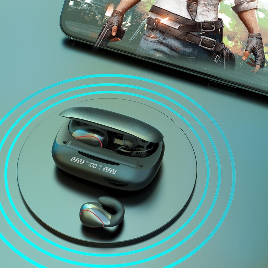 Wireless T20 Tws Bluetooth Earphones with Led Display & Charging Box - Gun Gray