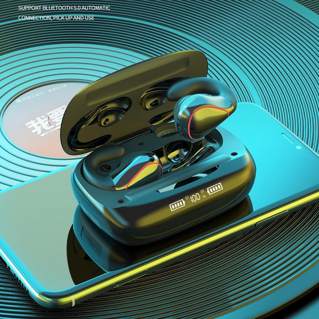 Wireless T20 Tws Bluetooth Earphones with Led Display & Charging Box - Gun Gray