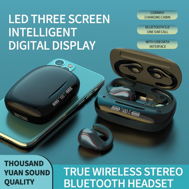 Wireless T20 Tws Bluetooth Earphones with Led Display & Charging Box - Gun Gray