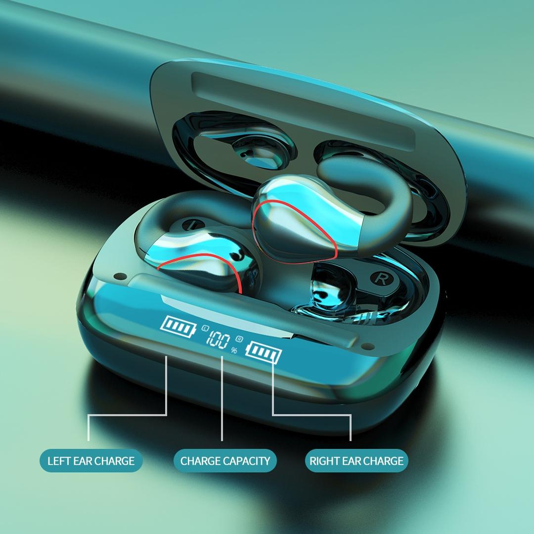 Wireless T20 Tws Bluetooth Earphones with Led Display & Charging Box - Gun Gray