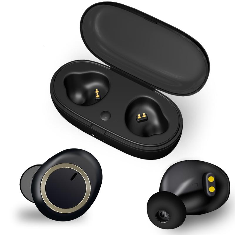 Mini Invisible Tws Bluetooth 5.0 Earphones with Charging Box & Mic - White