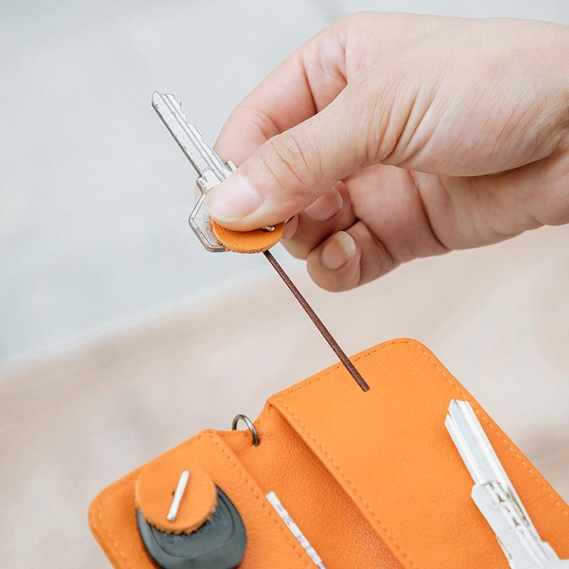 Leather Key Case With Pull Out Coin Purse Compact Key Storage For Men And Women - Black