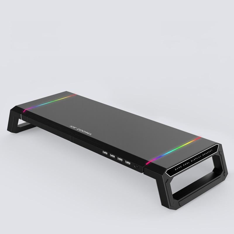 Foldable Laptop Stand with Rgb Lighting & Usb Expansion - Monitor Rack - Obsidian Black
