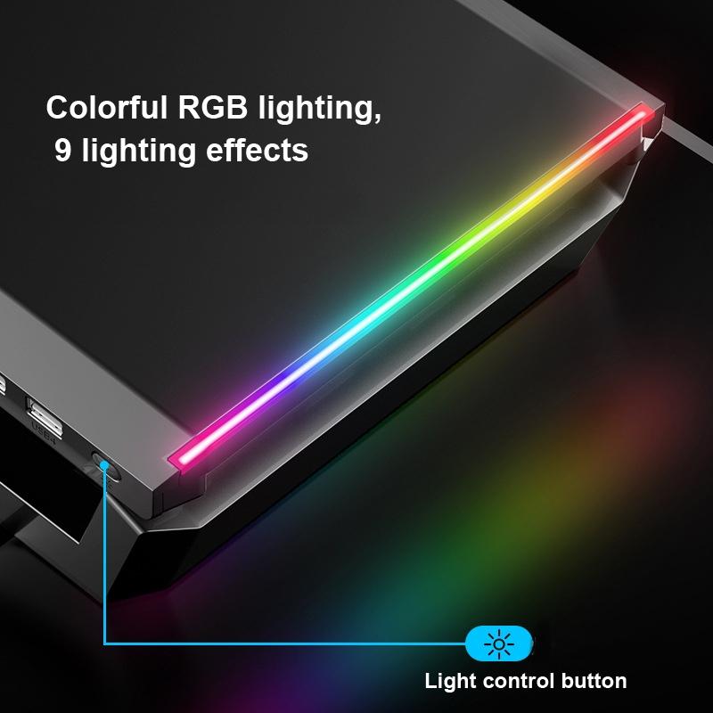 Foldable Laptop Stand with Rgb Lighting & Usb Expansion - Monitor Rack - Obsidian Black