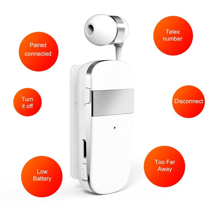 Wireless Bluetooth Earphone with Vibration Reminder for Phone - White