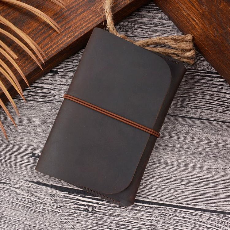 Retro Passport Wallet For Travel Crazy Horse Skin - Black