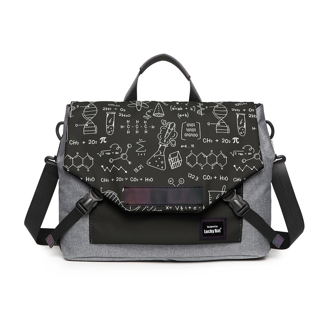 Anti-drop Crossbody Laptop Bag - Fits 13.3-16 Inch - Airbag Protection - Black Gray Equation