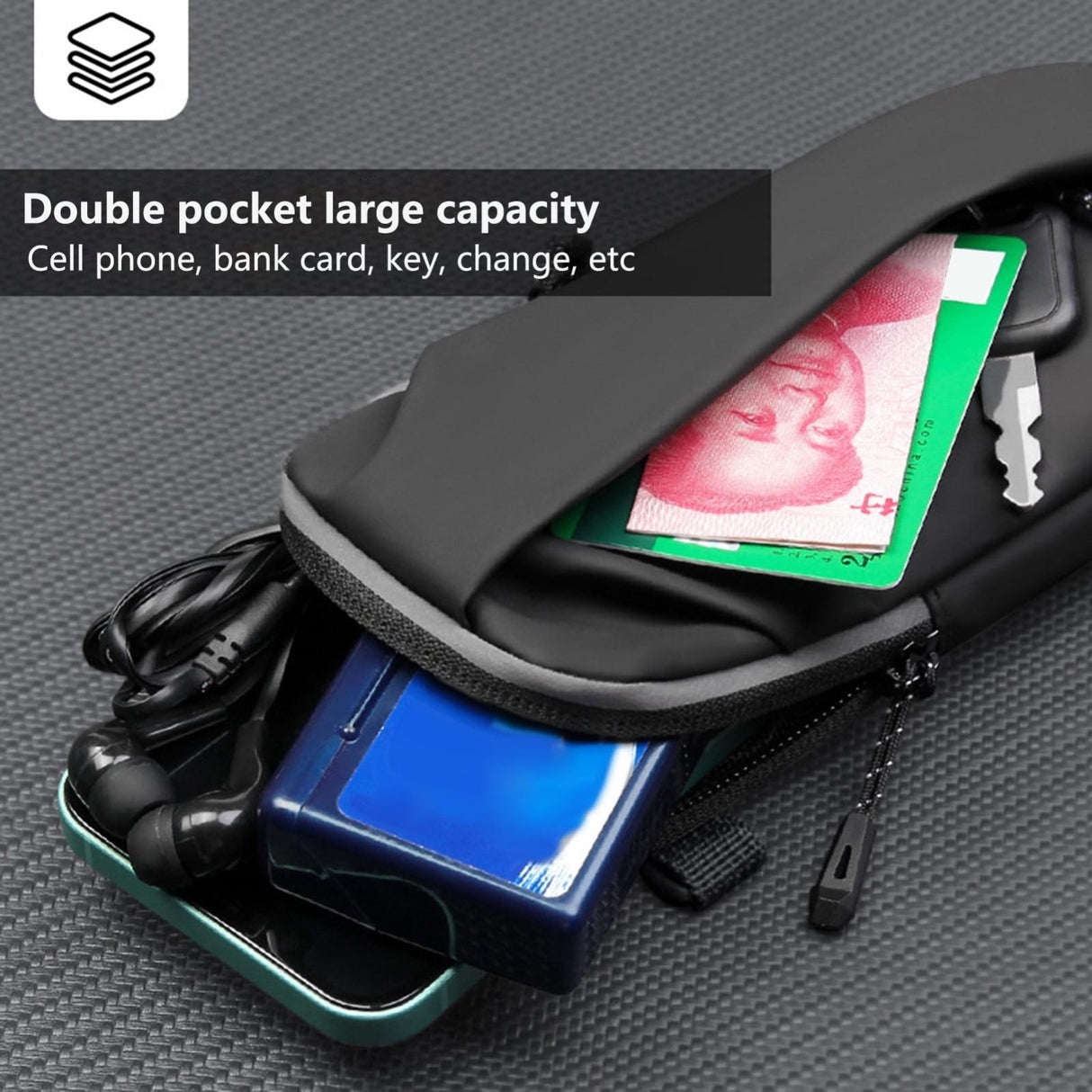 Multi Function Crossbody Bag For Outdoor Sports Fits Mobile Phones Men And Women - Red