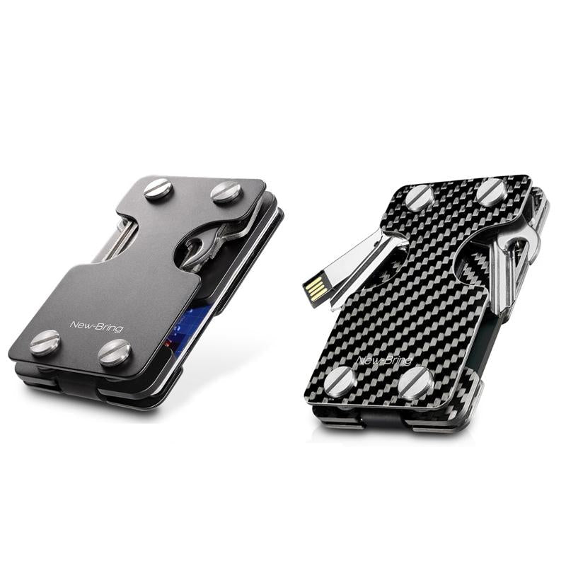 Multifunctional Edc Wallet For Keys & U Disk New Bring Metal Card Holder - Carbon Fiber