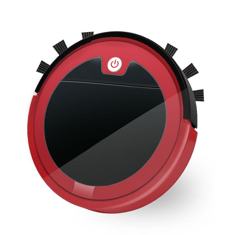 Smart Home Sweeping Robot with Remote Control and Large Suction - Red Black