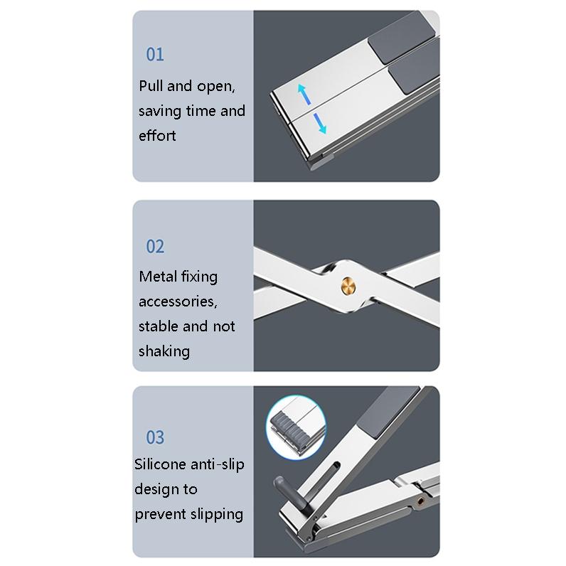 Adjustable Aluminum Laptop Cooling Bracket - Desktop - Silver