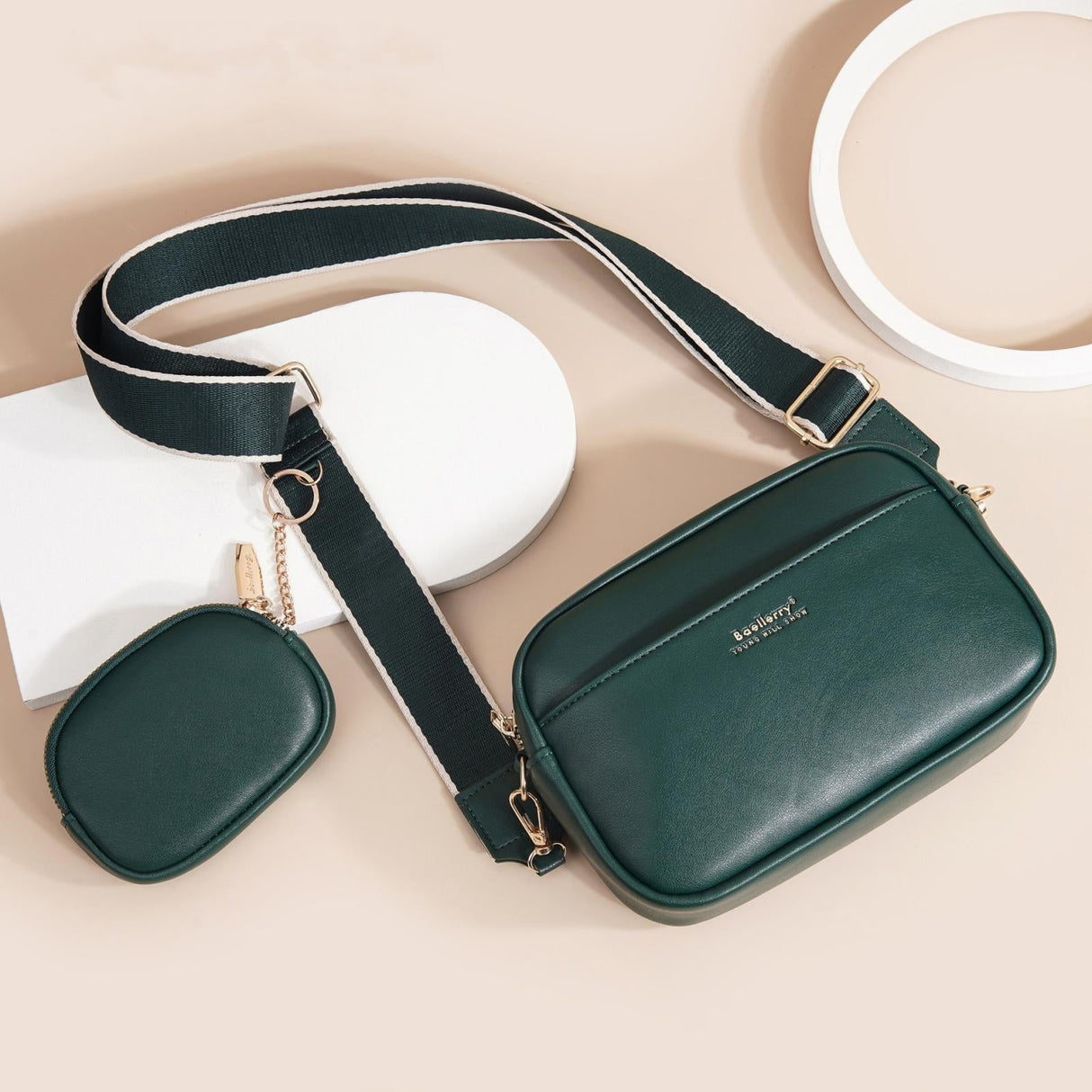 Small Square Pu Crossbody Bag For Women High Capacity - Pink