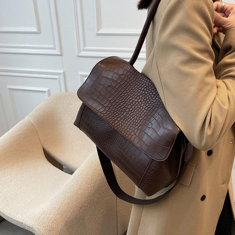 Stylish Winter Crossbody Tote For Women - Coffee