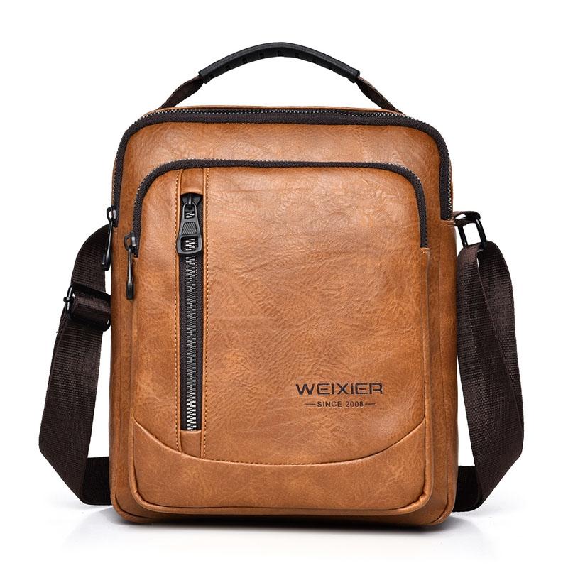 Waterproof Business Crossbody Bag Large Capacity - Dark Brown