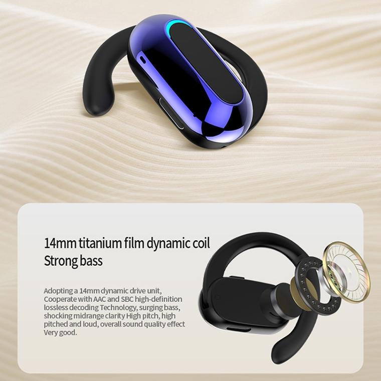 Rotatable Bluetooth Sports Earphones with Noise Reduction - Black Blue