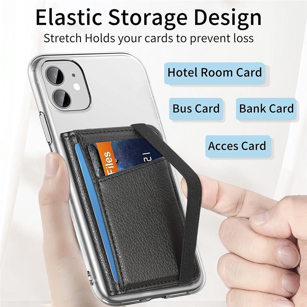 Pu Leather Phone Card Holder With Bracket Multifunctional - Brown