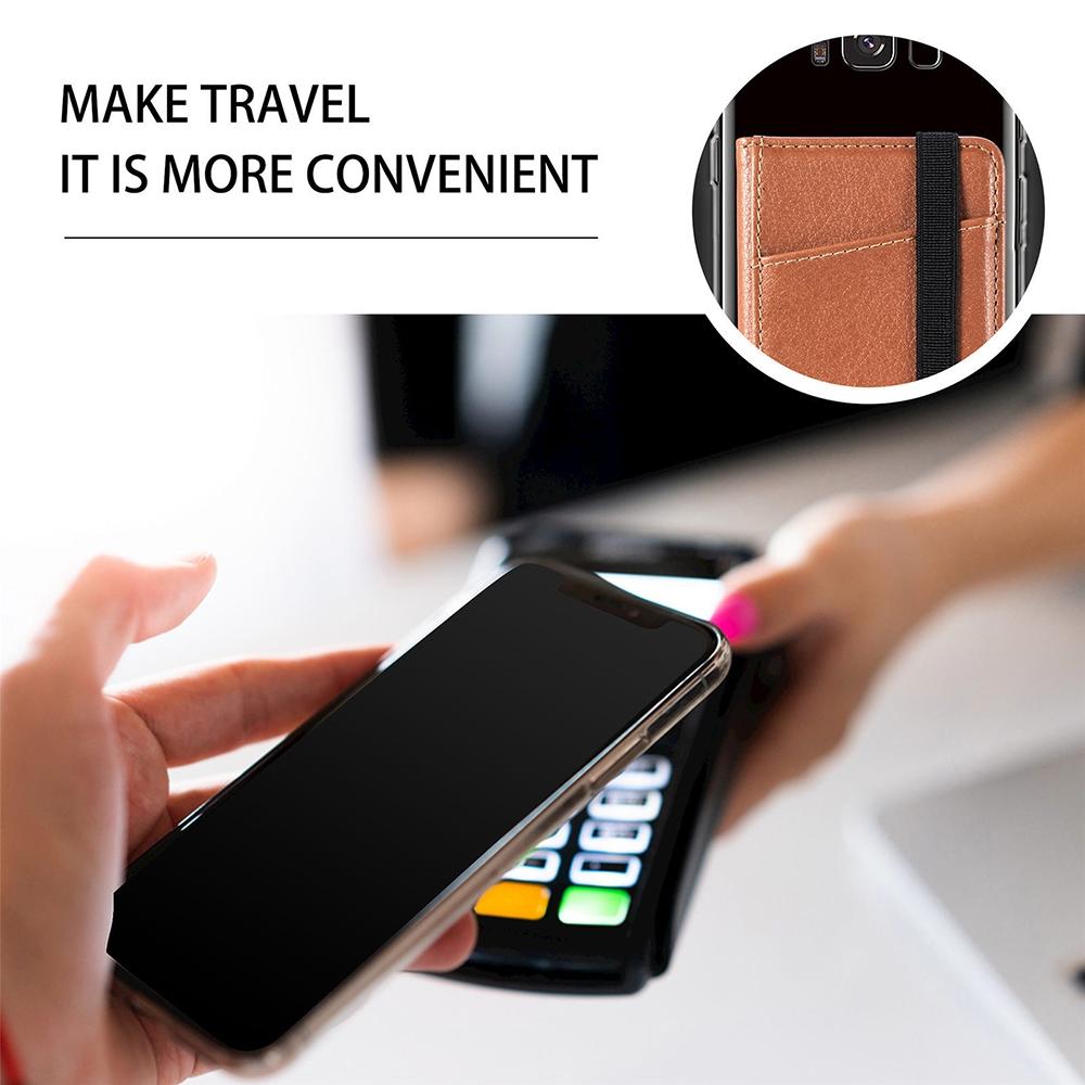 Pu Leather Phone Card Holder With Bracket Multifunctional - Brown