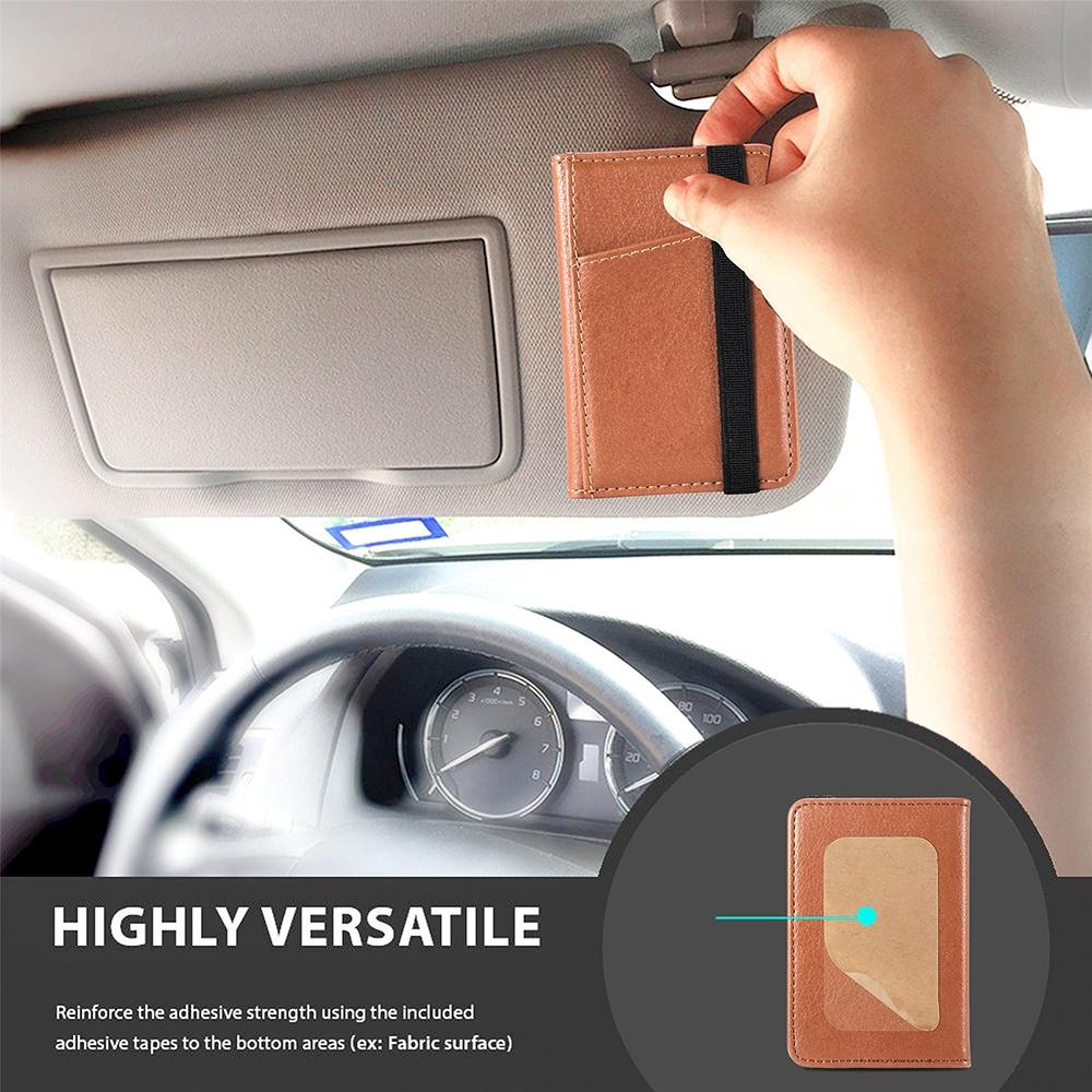 Pu Leather Phone Card Holder With Bracket Multifunctional - Brown