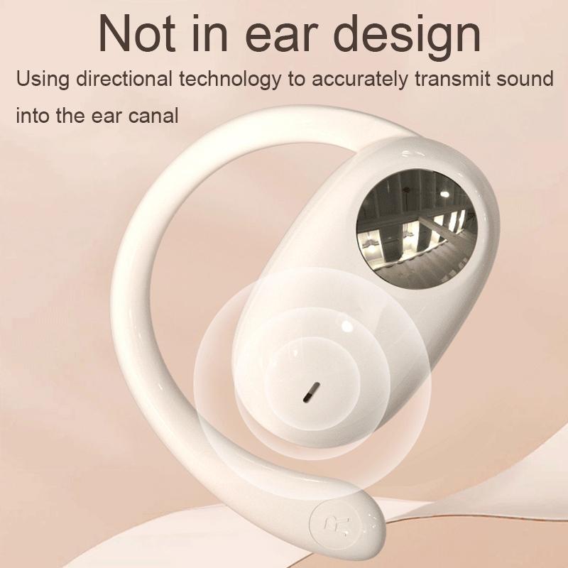 Wireless Dual-mic Bluetooth Earphones with Noise Reduction and Led Display - White