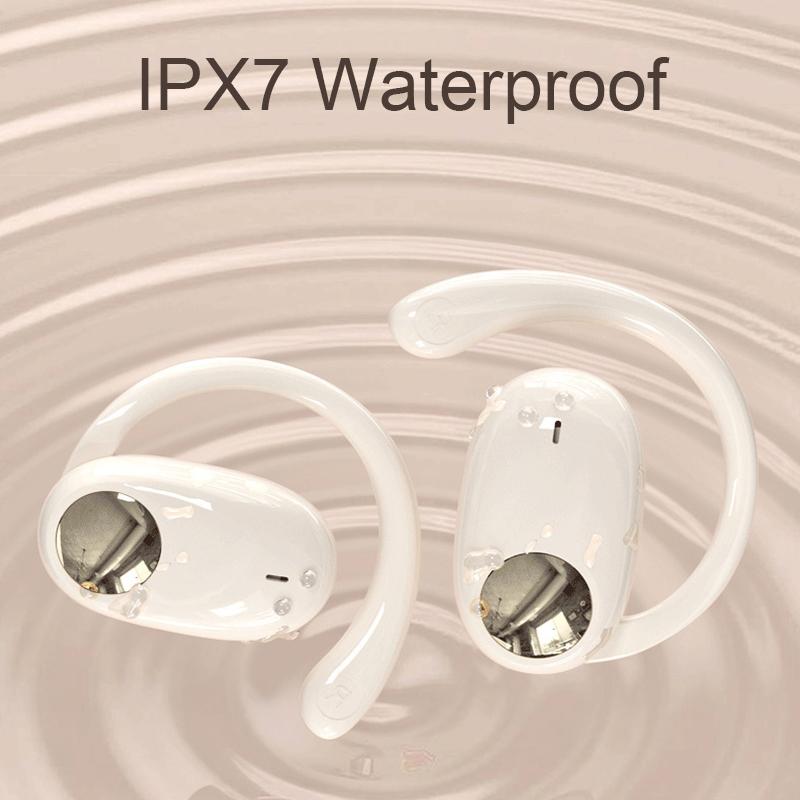Wireless Dual-mic Bluetooth Earphones with Noise Reduction and Led Display - White