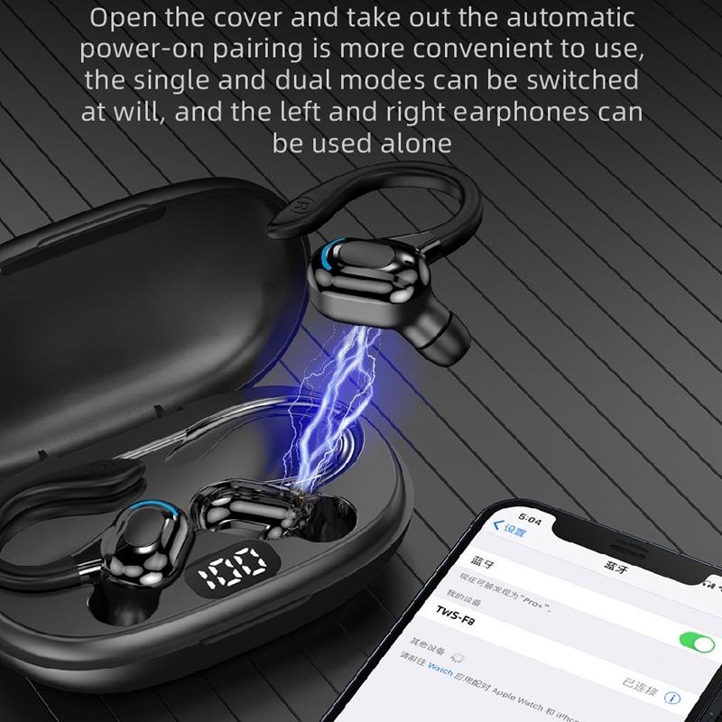 Wireless Bluetooth Earphones with Charging Case - F8 - Red Double Ear