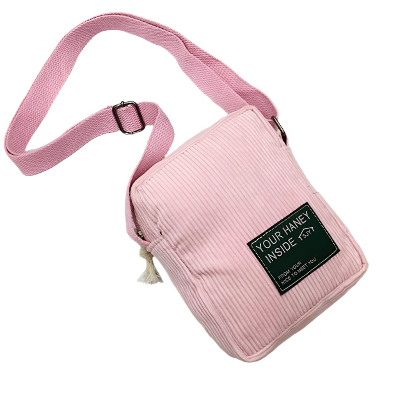 Striped Velvet Crossbody Bag Versatile & Simple - Pink