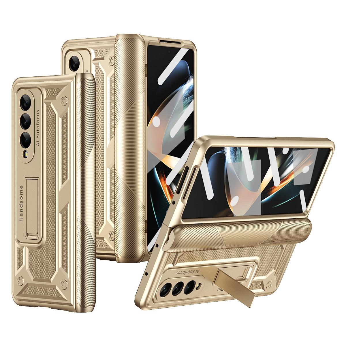 For Samsung Galaxy Z Fold4 5G Shockproof Secure Hinge Phone Case - Gold