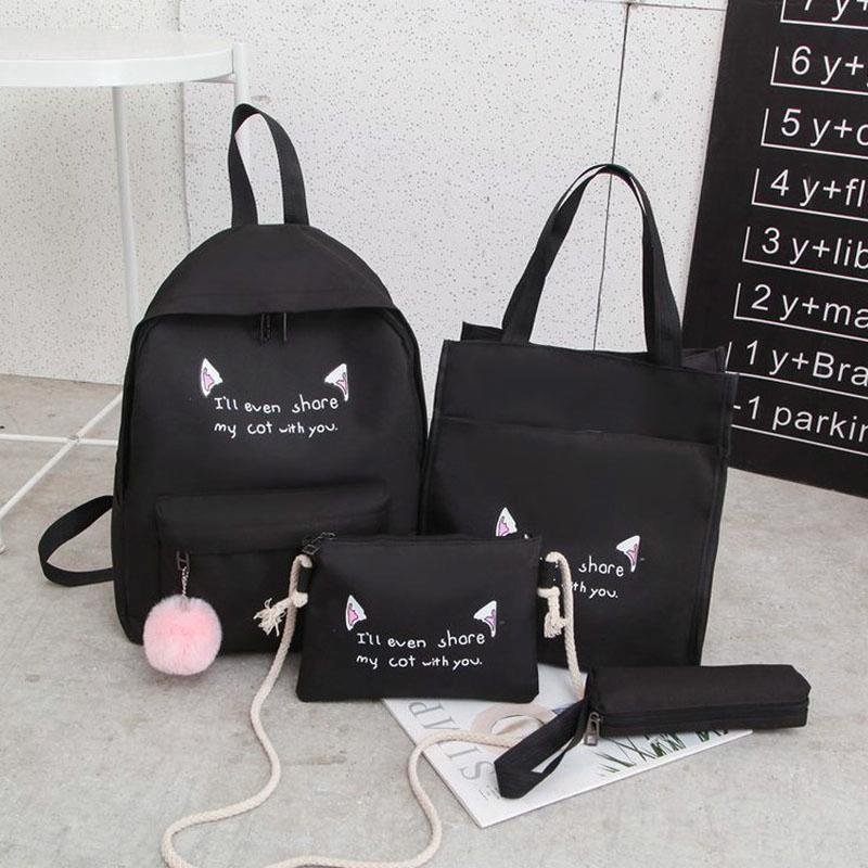 Versatile 4-piece Travel Backpack Set - Black