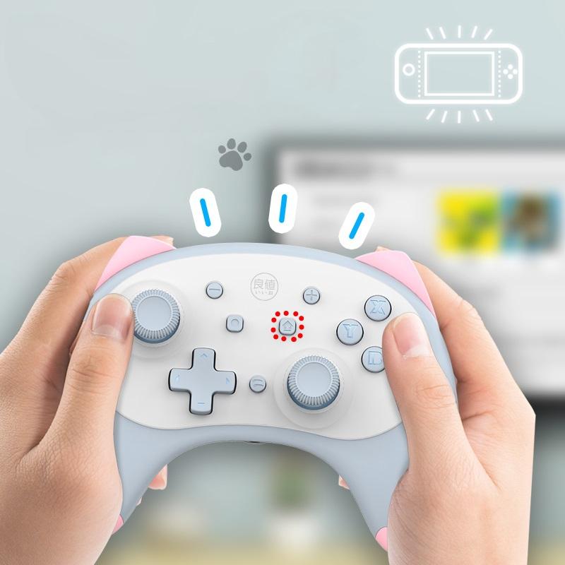 Cat Shaped Wireless Tooth Handle for Nintendo Switch - Orange Pink