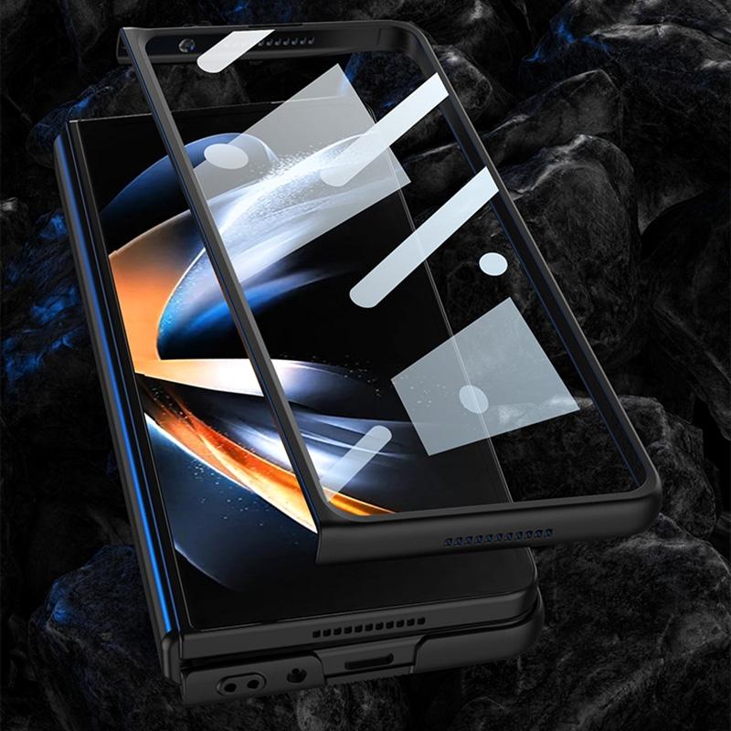 For Samsung Galaxy Z Fold4 5G Foldable Leather Case With Stand - Ultra Thin - Black