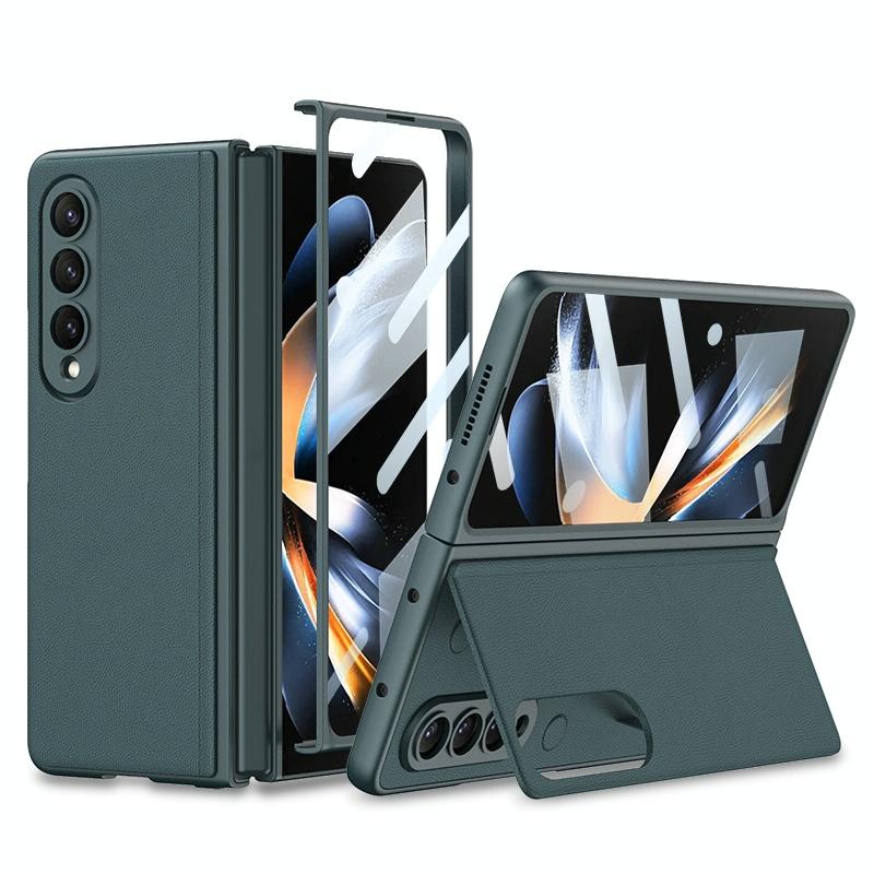 For Samsung Galaxy Z Fold4 5G Foldable Leather Case With Stand - Ultra Thin - Black